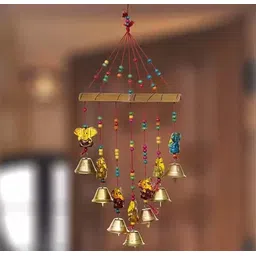 ryme Lord Ganesha Wind Chime with Sound for Home, Handmade Diwali Decoration Item Wood Windchime-picture-17