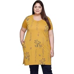 rysh Women's Plus Size Longline T-Shirt with Ethnic Print, Side Slits Pockets-picture-54