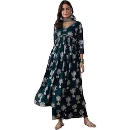 rytras Women Rayon Floral Alia Cut Kurta And Palazzo Set-picture-25