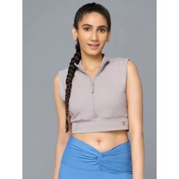 RYZ High Neck Sleeveless Shirt Style Sports Crop Top-picture-13