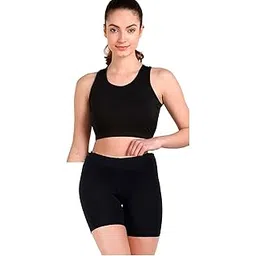 rzlecort Two Piece Sports Swim Wear/Swim Suit/Swimming Suit with Solid Black Top and Shorts for Women and Girls-picture-35