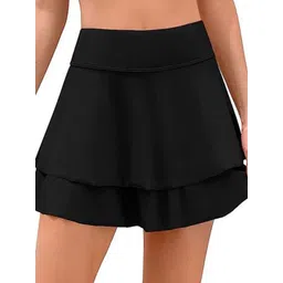 Rzlecort Women Black Swim Skirt with Attached Shorts-picture-26