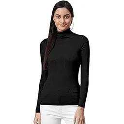 rzlecort Women Streachble Ribbed Sweatshirt/Highneck top-picture-56
