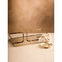 S. G. Home Gold Metal & Glass Tray-picture-27