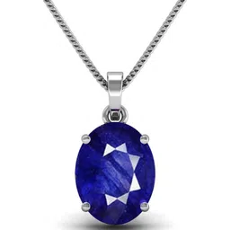 s kumar gems & jewels Certified Natural 7.25 Ratti or 6.40 Carat Natural Blue Sapphire (Neelam) Gemstone Silver Pendant For Astrological purpose Sapphire Sterling Silver Locket image 1