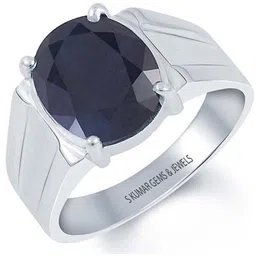 s kumar gems & jewels Certified Natural 11.25 Ratti Blue Sapphire Stone ( Neelam Stone ) Sterling Silver Ring For Boy And Girl Silver Sapphire Ring-picture-36