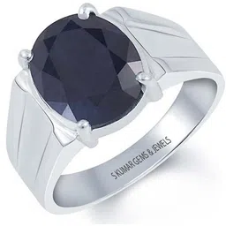 s kumar gems & jewels Certified Natural 5.25 Ratti Blue Sapphire Stone ( Neelam Stone ) Sterling Silver Ring For Men And Women Silver Sapphire Ring-picture-35