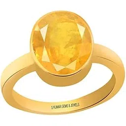 s kumar gems & jewels Certified Natural Original Yellow Sapphire (Pukhraj Stone) 5.25 Ratti or 4.80 Ct Panchdhatu Ring for Men and Women-picture-23