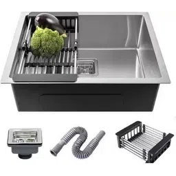 s r internationals Handmade Kitchen Sinks Size-24 X 18 X 10 Inch Matte Finish Rust-Proof 304 Grade Stainless Steel Kitchen Sinks With Waste Pipe Waste Coupling & Drain Basket Top Mount-picture-14