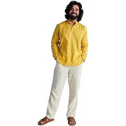 saadaa Men's Short Kurta - Airy Linen, Regular Fit, Stand Collar, Solid Colour - Perfect for Casual, and Ethnic Wear-picture-35