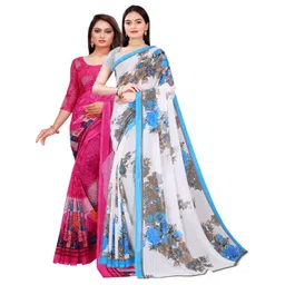 SAADHVI Magenta & White Pure Georgette Saree-picture-33