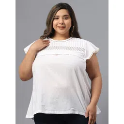 SAAKAA Plus Size Round Neck Cap Sleeves Top-picture-15