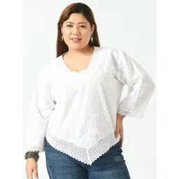 SAAKAA White Plus size Embroidered Top-picture-33