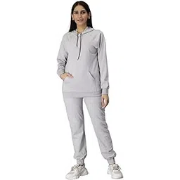 saakaa Women Cotton Grey Solid Tracksuit Set-picture-11