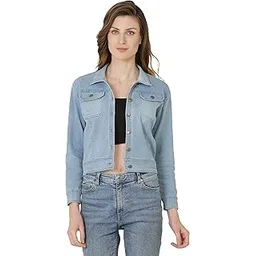 saakaa Women's Denim Light Blue Solid Jacket-picture-13