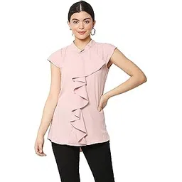 saargam Women's Solid Round Neck Polycrepe Top-picture-18