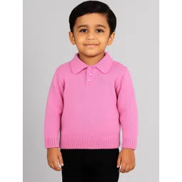 Sabinagarments Boys Pink Solid Woolen Long Sleeves Sweaters-picture-55