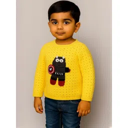 Sabinagarments Boys Yellow Woolen Solid Long Sleeves Sweater-picture-38