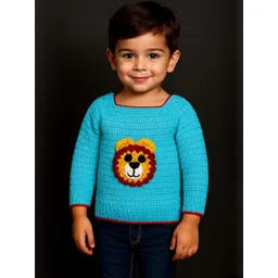 Sabinagarments Kids Blue Wool Embroidered Sweaters-picture-11