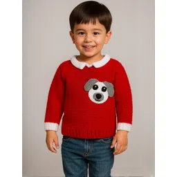 Sabinagarments Kids Red Woollen Crochet Sweater-picture-10
