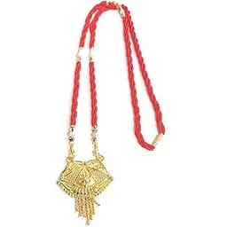 sabrakar " NEW GOLDEN KALASH DESIGNE PENDENT WITH RED BUT MANGALSUTRA CHAIN FOR GIRLS | WOMENS AND TEENAGERS-picture-49