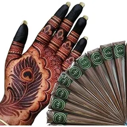 Sabz Organics Natural Bridal Henna Mehendi Cones For Hand, Feet And Body Designs Fine Detailing With Long Lasting Dark Red Brown Colour Stain (Pack of 1)-picture-31