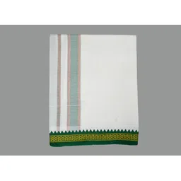 Sac Shree Aparaajeet Creations Stripped-White-Lungi with embroided broder(size - 122 cm w 216 cm L) Striped, Solid Men Dhoti-picture-41