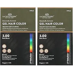 SACRED HERBS Damage Free Natural Gel Hair Colour for Men & Women with organic ingredients Ammonia & PPD Free PhNeutra At-Home Hair Colour with 100% Grey Coverage Up to 8 Weeks of Colour Long Lasting Conditioning Hair Color Premium Pack - 240ml+20gm (Dark Brown, Pack Of 2)-picture-38