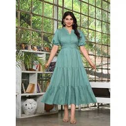 Sadhnazon Puff Sleeve A-Line Midi Dress-picture-13