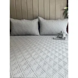 Sadyaska Grey Geometric Reversible Cotton Double King Bed Cover & 2 Pillow Covers-picture-25