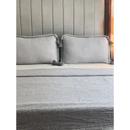 Sadyaska Grey Textured 180-249 GSM Double King Bed Cover With 2 Pillow Covers-picture-31