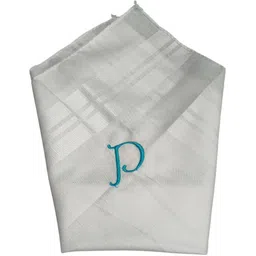 Sae Fashions Stylish Embroidered Light Blue Monogram - Letter (P) ["White"] Handkerchief-picture-25