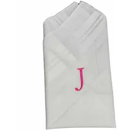 Sae Fashions Stylish Embroidered Pink Monogram - Letter (J) ["White"] Handkerchief-picture-22