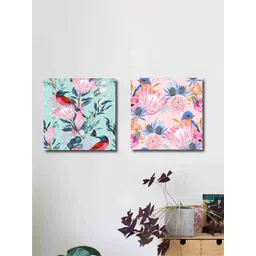 SAF 2 Pcs Blue & Pink Floral Canvas Painting Wall Art image 5