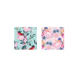 SAF 2 Pcs Blue & Pink Floral Canvas Painting Wall Art image 3