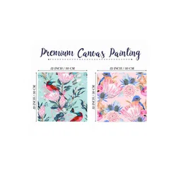 SAF 2 Pcs Blue & Pink Floral Canvas Painting Wall Art image 4