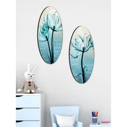 SAF 2 Pcs Blue Oval Shaped Floral Theme Wall Hangings-picture-16