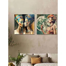 SAF 2 Pcs Brown & Blue Modern Art Woman Painting Canvas Wall Art-picture-20