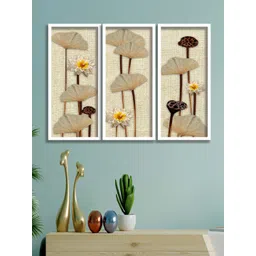 SAF 3-Pcs Beige & Brown Flower Pot Painting Wall Art-picture-12