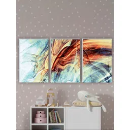 SAF 3 Pieces Blue & Red Abstract Painting Wall Art-picture-15