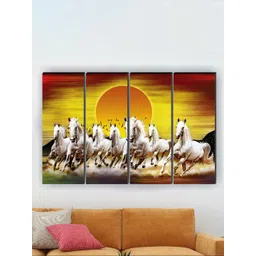 SAF 4-PC Yellow & Orange Seven Running Horses Printed Wall Art-picture-41