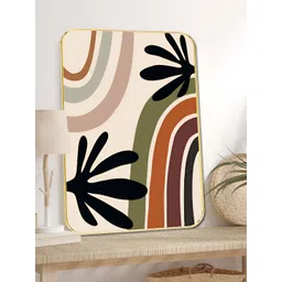 SAF Beige & Black Rainbow and Leaf Printed Wall Art-picture-40