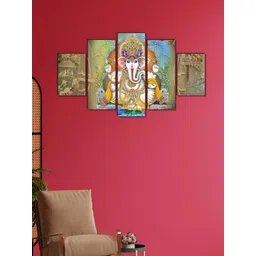 SAF Beige & Blue 5 Piece Wood Religious Wall Art-picture-20