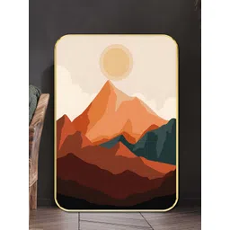 SAF Beige & Brown Mountain Peak Printed Wall Art-picture-31