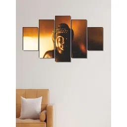 SAF Beige & Gold-Toned 5 Pieces Wood Religious Wall Paintings-picture-25