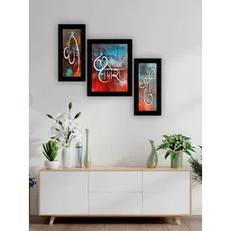 SAF Black & Blue 3 Pieces Lord Buddha Painting Framed Wall Art-picture-30