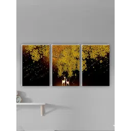 SAF Black & Brown 3 Pieces Tree & Deer Painting Wall Arts-picture-17