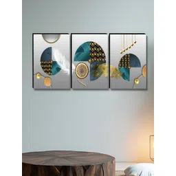 SAF Black & Gold-Toned 3 Pieces Abstract Wooden Wall Art-picture-15