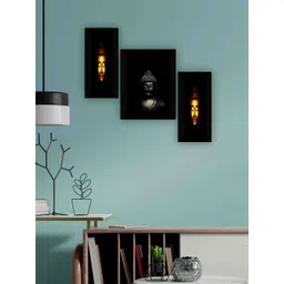 SAF Black & Mustard 3 Pieces Lord Buddha Wall Art-picture-24