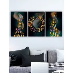 SAF Black & Purple 3 Pieces Colorful Fish Painting Wall Arts-picture-38